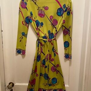 Vintage hand made Emilio Pucci Vibrant Yellow and Blue/Pink Floral Dress
